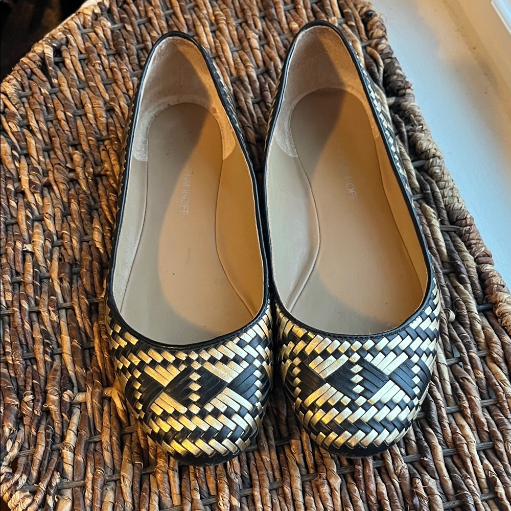 Woven Black and Gold Flats